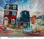 Reflecting on St. John's-York St., Oil on Canvas